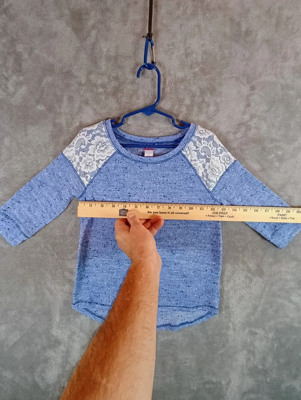 Girls Justice Blue Knit Top Lace Accents Size 7